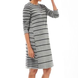 J.Jill Gray Striped Knit Sweater Dress Long Sleeve with Pockets Size Small